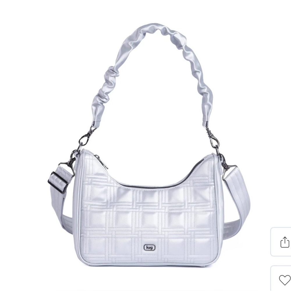Lug Groove Satin Luxe VL Crossbody Bag NWT Metallic Silver